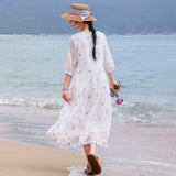 Pakaian Cheongsam Ramie Hiasan Purity Qipao Bertembun