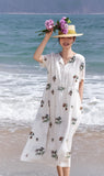Mirabel Darling Putih Ramie Cheongsam Dress Embroidered Qipao