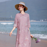 Acacia Ratu Berat Sulam Cheongsam Dress Stand Collar Qipao