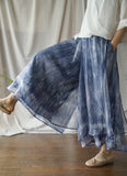 Phantom Blue Mesh Seluar Culottes Cheongsam Qipao