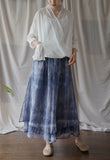 Phantom Blue Mesh Seluar Culottes Cheongsam Qipao