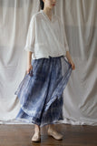 Phantom Blue Mesh Seluar Culottes Cheongsam Qipao