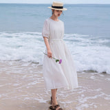 Ruby Classic Ruby Cotton Linen Cheongsam Dress Puff Sleeves Qipao