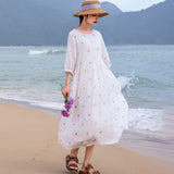 Pakaian Cheongsam Ramie Hiasan Purity Qipao Bertembun