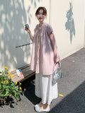 Tender Honed Casual Short Sleeve Shirt Wide Leg Pants Qipao Set