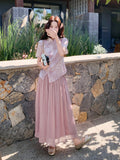 Katerina 2-Piece Pink Mandarin Collar Cheongsam Set