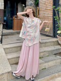 Priscilla 2-Piece Printed Frog-Button Cheongsam Set
