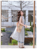 Carnation Charismatic Light Blue Lace Blouse Layered Qipao Set