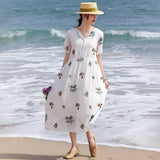 Mirabel Darling Putih Ramie Cheongsam Dress Embroidered Qipao