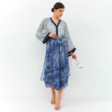 Phantom Blue Mesh Seluar Culottes Cheongsam Qipao