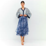 Phantom Blue Mesh Seluar Culottes Cheongsam Qipao