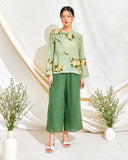 Diagonal Print Ramie Cheongsam Top