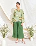 Diagonal Print Ramie Cheongsam Top