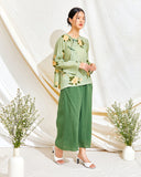 Diagonal Print Ramie Cheongsam Top