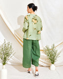 Diagonal Print Ramie Cheongsam Top