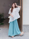 Octavia Opalescent Quality Fabric Cheongsam Hollow Out Qipao Set