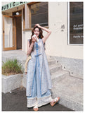 Carnation Charismatic Light Blue Lace Blouse Layered Qipao Set