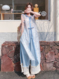 Carnation Charismatic Light Blue Lace Blouse Layered Qipao Set