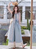 Carnation Charismatic Light Blue Lace Blouse Layered Qipao Set