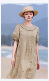 Violetta Iconic Ramie Embroidered Cheongsam Dress Puff Sleeves Qipao
