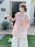 Tender Honed Casual Short Sleeve Shirt Wide Leg Pants Qipao Set