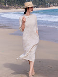 Narcissus Hias Ramie Bunga Sulam Cheongsam Dress Kolar Berdiri Qipao