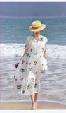 Mirabel Darling Putih Ramie Cheongsam Dress Embroidered Qipao