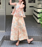 Emma 2-Piece Black Sleeveless Cheongsam Set