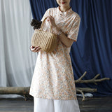 Sofia Cotton-Linen A-Line Cheongsam Dress