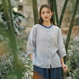 Pearl Cloud Gray Ramie Cheongsam Top