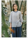 Pearl Cloud Gray Ramie Cheongsam Top