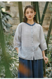 Pearl Cloud Gray Ramie Cheongsam Top