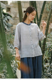 Pearl Cloud Gray Ramie Cheongsam Top