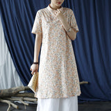 Sofia Cotton-Linen A-Line Cheongsam Dress
