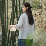 Pearl Cloud Gray Ramie Cheongsam Top