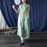 Yvette Linen Digital Print Cheongsam Dress