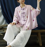 Elara Floral Linen Cheongsam Top