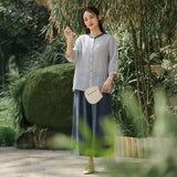 Pearl Cloud Gray Ramie Cheongsam Top