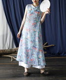 Yvette Linen Digital Print Cheongsam Dress