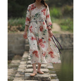 Natural Floral Casual Cheongsam Long Sleeve