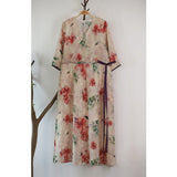 Natural Floral Casual Cheongsam Long Sleeve