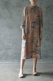 Ruyi Orchid Print Cheongsam Dress