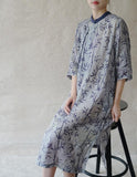 Bamboo Print Cheongsam Dress