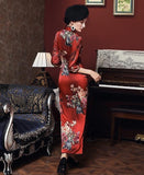 19 mome mulberry silk, floral pattern long Qipao