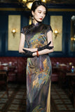 19 mome mulberry silk, Chinese retro style long Qipao