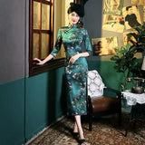 19 mome mulberry silk, floral pattern long Qipao