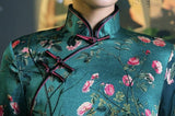 19 mome mulberry silk, floral pattern long Qipao