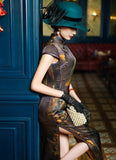 19 mome mulberry silk, Chinese retro style long Qipao