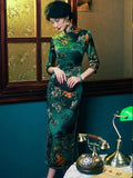 19 mome mulberry silk, floral pattern long Qipao