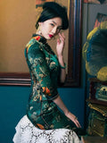 19 mome mulberry silk, floral pattern long Qipao